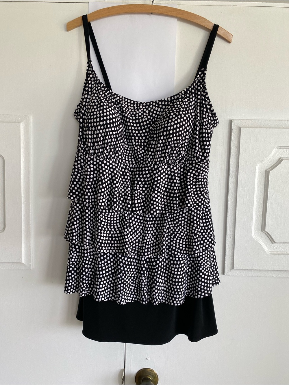 St. John's Bay Black and White Polka Dot Swimsuit with Skirted Bottom Padded Bra
